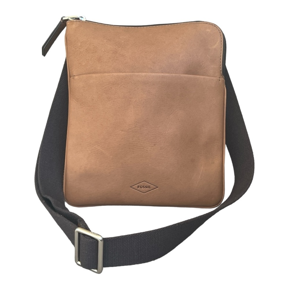 Fossil Unisex Leather Crossbody Satchel New - Picture 3 of 7